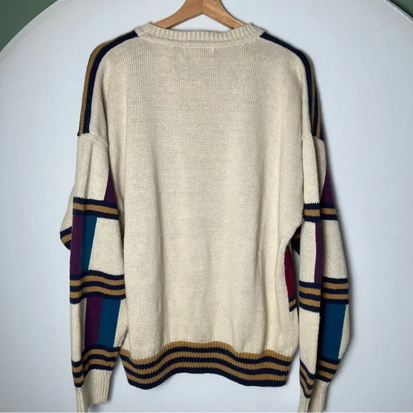 Ivy Club Classics Men’s Knit Crewneck Sweater Multicolor Block Pattern Large 90s - Picture 6 of 7